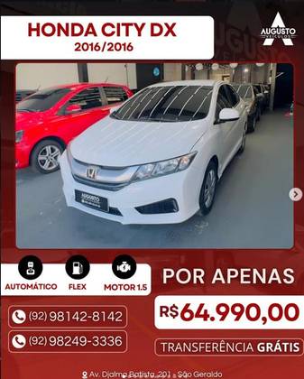 HONDA CITY 1.5 DX 16V FLEX 4P AUTOMÁTICO HONDA CITY 1.5 DX 16V FLEX 4P AUTOMÁTICO